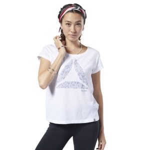 Reebok Graphic Series Aerowarm Easy T Shirt Damen - Weiß - DE 630-NHR